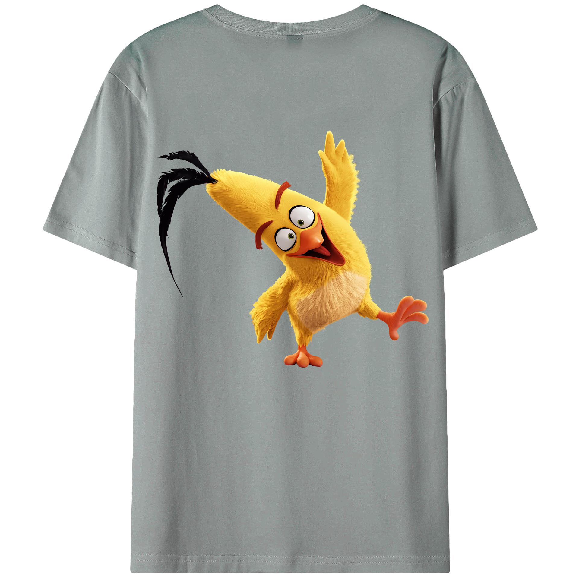 （画像用） Angry Birds アングリーバード 綿100％ メンズ半袖Tシャツ（バックプリント） 通気性